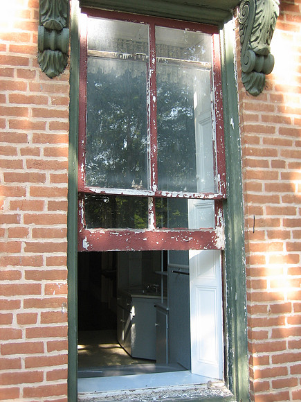 View into 1956 bathroom window