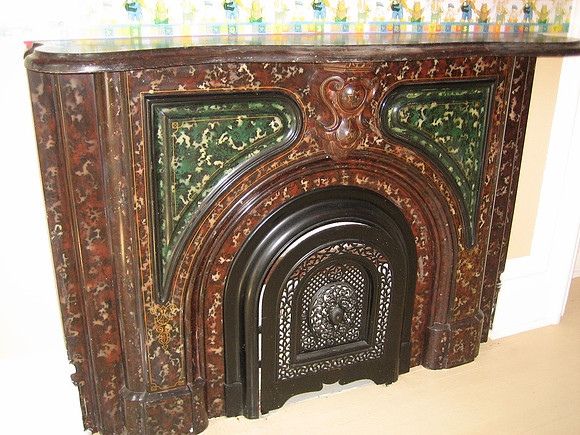 One of eight fireplaces